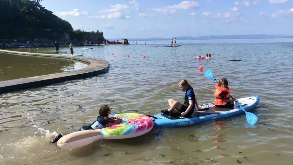 Inflatables in Clevedon Marine Lake - one of the best outdoor pools in Somerset