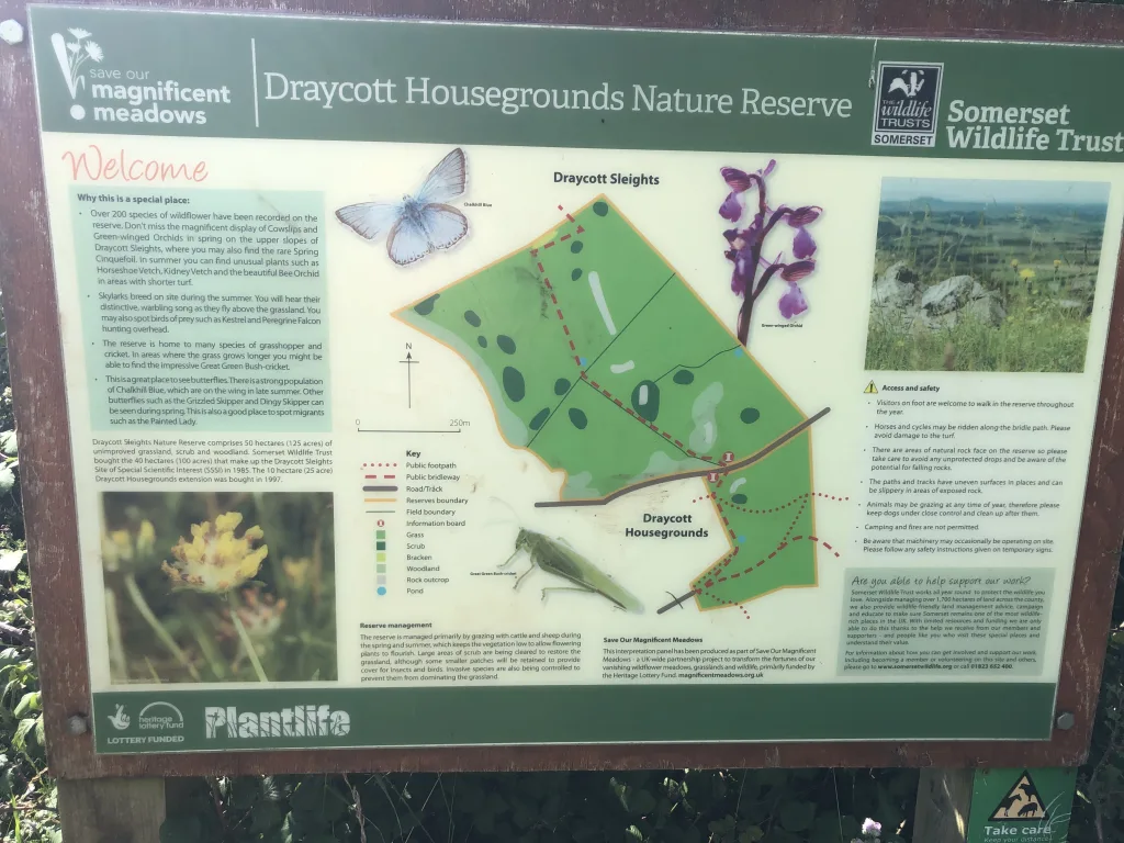 Information board about Draycott Sleights nature reserve