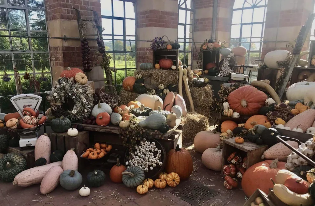 Pumpkin display at Tyntesfield National Trust in Somerset