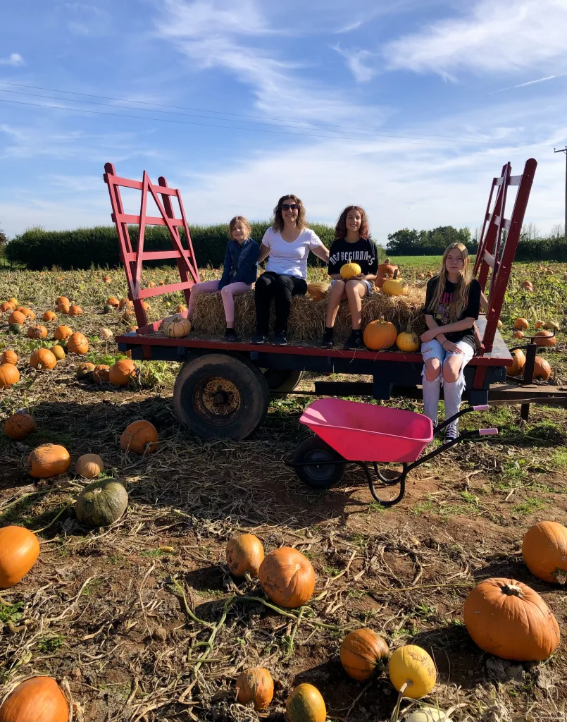 Family Pumpkin picking in Somerset